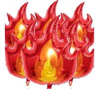 6 Pcs Fire Balloons Flame Aluminium Birthday Balloons 57x70cm/22x27inch Fire Engine Birthday Party Decoration Flame Balloon Foil Firefighter Theme Christmas Halloween Party Supplies Souvenir
