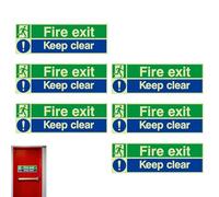 6 Pcs Fire Exit Keep Clear Sign, Fire Exit Sign Glow in the Dark, 30cm x 10cm Self Adhesive Rigid Plastic, Ideal for Offices Buildings Warehouses and Public Spaces, Easy Installation