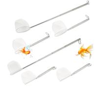 6 Pcs Fish Net for Fish Tank Extendable Stainless Steel Handle Small Tank Tool for Shrimp Bettas Brine (Square and Round)