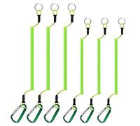 6 Pcs Fishing Safety Lanyards, 1.2M/1.5M Heavy Duty Retractable Coiled Tether with Carabiner and Split Ring, Anti-Lost Stretch Cord for Pliers, Tools, Boating (Green)