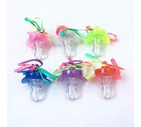 6 Pcs Flashing Colorful LED Light Up Necklace Rubber Rings Finger Necklace Pacifier Shape Whistle Light for Holloween Party Favors, Raves, Concert Shows, Gifts (Pacifier-Whistle, 6 Pcs Mixcolor)