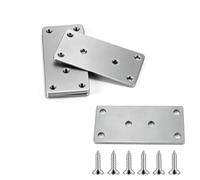 6 Pcs Flat Brackets for Wood, Railway Sleeper Brackets and Fixings, Metal Plate, Stainless Steel Mending Plates, Heavy Duty Flat Joining Plates for Wood Furniture Connectors(100x50x2mm) + Screws