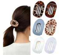 6 Pcs Flat Claw Clips for Women - Curved Duckbill Hair Clips, Strong Hold for all Hair, Suitable for Lying Down & Driving, Essential Hair Accessories for Daily & Special Occasions (Leopard Print)