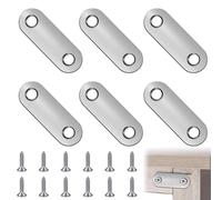 6 Pcs Flat Fixing Brackets, Flat Straight Brace Brackets, Flat Plate Bracket, Stainless Steel Straight Bracket, Connecting Plates, Flat Support Corner Repair Connector, with 12 Screws