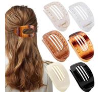 6 PCS Flat Hair Claw Clips, Flat Claw Clip, Duckbill Hair Clips, Duckbill Hair Clips with Strong Hold, Comfortable for Driving, Sports, Daily Use (Black/White/Champagne/Brown/Striped)