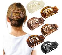 6 PCS Flat Hair Clips for Women, Tortoise Flat Claw Clips, Large Flat Hair Clips for Women Thick Thin Hair, Strong Hold No Slip Double Inner Teeth, Lay Down Hair Barrettes Accessories for Girls
