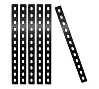6 Pcs Flat Metal Brackets for Wood, Straight Brackets for Wood Joining Plates with 12 Holes, Flat Metal Plate with Holes, Black Furniture Braces for Fixing Repair Mending Bracket(307 x 24 mm)