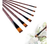 6 PCS Flat Paint Brush Set, Face Paint Brushes for Oil and Acrylic Painting - Variety of Sizes, Ideal for Artists, Beginners