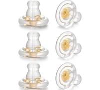 6 PCS Flat Silicone Earring Backs,18K Gold Silicone Earring Backs Replacements for Studs/Droopy Heavy Earring, Hypoallergenic Soft Clear Earring Backing Gold