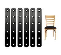 6 Pcs Flat Straight Brackets Durable Mending Plate for Wood 6 Holes Black Metal Joining Connector for Table Shelf Cabinet Bookshelves Bed
