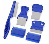 6 Pcs Flea Comb for Cats and Dogs, Blue Plastic Pet Grooming Combs Set, Fine Tooth Nit Comb and Tear Stain Remover for Small Medium Large Animals, Professional Home Lice Removal Kit for All Fur Types