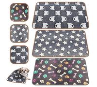 6 Pcs Fleece Pet Blankets,Cat Blankets for Indoor Cats and Small Dogs,Soft Flannel Puppy Blanket,Cute & Cozy Sleep Mat Pad with Star,Bear and Bone Designs for Pets Cat Dog Kitten(20*20 cm,40*60cm)