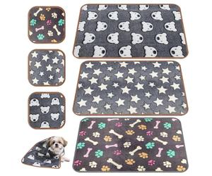 6 Pcs Fleece Pet Blankets,Cat Blankets for Indoor Cats and Small Dogs,Soft Flannel Puppy Blanket,Cute & Cozy Sleep Mat Pad with Star,Bear and Bone Designs for Pets Cat Dog Kitten(20*20 cm,40*60cm)