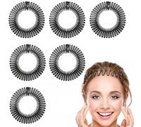 6 PCS Flexible Plastic Circle Hair Combs with Teeth for Women (Black)