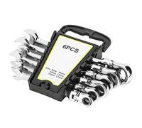 6 Pcs Flexible Ratchet Spanner Set, Flexible Head Multi-Functional Ratchet Conination Spanner Wrench 8-17mm Repair Tools Set