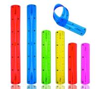 6 Pcs Flexible Ruler Set - Translucent PVC Bendy Rulers, 6/8/12 Inch, Colorful, Shatterproof, for Measurement, Mapping, Home Office