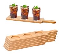 6 Pcs Flight Boards for Tasting, Bamboo Beer Flight Board 3 Slots Flight Serving Paddles for Wine Whiskey Coffee Drink