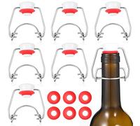 6 Pcs Flip Top Bottle Replacement Caps with 6 Sealing Silicone Gasket Flip Top Stopper for Glass Bottles Swing Lids Fit 8/17.5/26/35oz Bear Bottles
