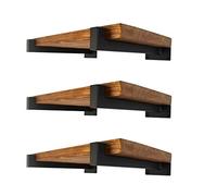 6 Pcs Floating Shelf Brackets 12 Inch Heavy Duty Wall Mounted Industrial Metal Shelving Supports with Lip (300mm/12 Inch Black)