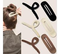 6 Pcs Flocked Hair Claw Clips, 2 Styles Large Claw Clips for Thick Thin Hair, Flat Hair Clips French Hair Barrette Stylish Lay Flat Hair Accessories for Women Girls,Fall/Winter