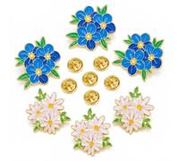 6 Pcs Floral Enamel Pin Badge Set, 3 Forget-Me-Not & 3 Daisy Flower,Elegan | Embrace the beauty of nature with our delightful 6-Piece Floral Enamel Pin Badge Set.