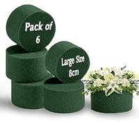 6 Pcs Floral Foam Blocks Round 8x5cm - Wet Florist Foam for Fresh Flowers, Flower Arranging & Wedding Decoration - Green Flower Foam Cylinder for Floristry, Long-Lasting & Easy to Use