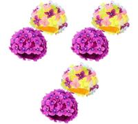 6 Pcs Floral Swim Cap with Flowers, Stretchy Nylon Bathing Cap | Purple and Handmade Petals, Elastic Fit for Spa Use, Stylish Look and Hair Protection