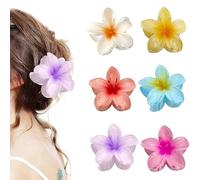 6 Pcs Flower Claw Clip,Nonslip Hawaiian Hair Clips,Acrylic Strong Hold Cute Hair Clips for Women and Girls Hair Accessories Medium Thick Claw clips,Pink Yellow Blue Purple White Orange Color