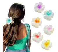 6 Pcs Flower Hair Clips for Women, Hawaiian Hibiscus Hair Claw Clips Non Slip Floral Claw Clip for Thick and Thin, Cute Hair Barrettes Accessories