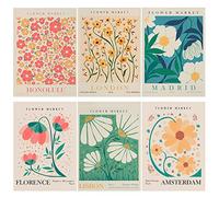 6 Pcs Flower Market Wall Art Prints Matisse Art Poster Decor Unframed Abstract Wall Art Colorful Floral Prints Aesthetic Room Decor Drawing Posters Gallery Wall Decor for Bedroom Bathroom, 8 x 10inch