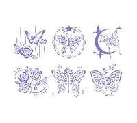6 PCS Flower Stencil Butterfly Art Template Scrapbook Craft Template Painting Butterfly Painting Stencil Journal Flower Painting