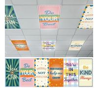 6 Pcs Fluorescent Light Covers with 80 Magnets,4 x 2 Ft Magnetic Light Filters Positive Inspirational Fluorescent Lights Shade Easy Install for Classroom Office Library Hospital Home Ceiling Supplies