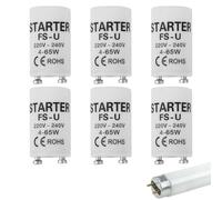 6 PCS Fluorescent Tube Starter Switches - Compatible with 4-65W/220-240V Lights, Universal Replacement for Strip & Tube Lamps [Energy Class