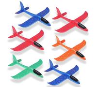6 Pcs Foam Glider 24cm, Foam Glider Planes, Assorted Colors（Red, Blue, Orange, Green, Yellow）, Outdoor Flying Toys, Lightweight EPP Material