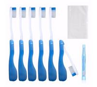 6 Pcs Folding Toothbrush, Soft Portable Travel Tooth Brush Set with Storage Bag and Push-Pull Interdental Brush