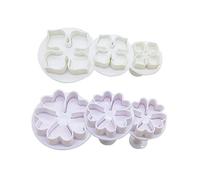 6 Pcs Fondant Cookie Cutter Cupcake Decorating Fondant Mould Flower Cake Decorating Tools for Wedding Birthday Baby Shower Party Cake Decoration Christmas Cookie Cutter Set(Whtie,Pink)