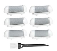 6 Pcs Foot File Replacement Roller Head Compatible with Essy/Scholl/Pedi Replacement Rollers, Refill Heads for Removing Calluses on The Feet, Extra/Regular/Fine Coarse with Cleaning Brush (All White)
