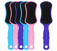 6 Pcs Foot Files for Feet with Handle, Double Sided Callus Scraper | Plastic and Sandpaper Build, Ergonomic Grip, Wet Use Friendly, Home or Shower Care for Family Salons
