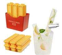 6 PCS French Fry-Shaped Silicone Ice Stick Mold,2025 New French Fries Ice Tray with Magnetic Suction Box,Creative French Fry Ice Cube Mold,Narrow Ice Cube Maker with Easy Push and Po-p Out Material