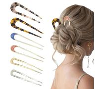 6 PCS French Hair Pins, U Shaped Hair Pins for Women, Gold Silver Tortoiseshell Hair Clips, French Twist Hair Pin for Bun Updo Vintage Hairstyles Accessories for Long and Medium Hair