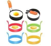 6 Pcs Fried Egg Ring, Egg Rings for Frying, Non Stick Egg Frying Rings Easy to Clean Egg Rings Can Cook Poached Eggs Fried Eggs Meat Patties Suitable for Family Breakfasts Parties