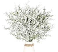 6 PCS Frosted Artificial Pine Branches 17.7" Winter Snowy Christams Greenery Cedar Stems Fake Pine Leaves Twigs Evergreen Picks for Xmas Tree Filler Decorations Home Garden Vase DIY Garland Crafts (6)