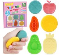 6 PCS Fruit Fidget Toys Sensory Stone for Kids Adults, Textured Soft Sensory Worry Stone Fidget Toy for Autism, Silicone Fidget Toys Worry Stone Travel Toy for Students Anxiety Relief