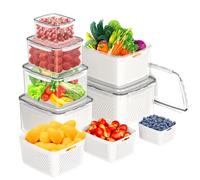 6 PCS Fruit Storage Containers for Fridge with Removable Drain Basket, Sealed Vegetable and Berry Containers for Fridge - for Washing, Organizer, Keep Freshness, Classified Food Storage Container
