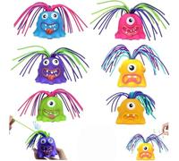 6 PCS Fun Hair Pulling Monster Toys, Halloween Screaming Monster Toy，1 Set | Anti Anxiety Toys and Venting Novelty Toys, Different Screams Made by Pulling Hair , for Teens Boys Girls Adults