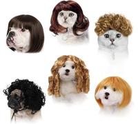 6 PCS Funny Dog Wig for Cat and Dog Role-Playing Wigs, Pet Wigs and Pet Costumes for Halloween, Christmas, and Party Decorations