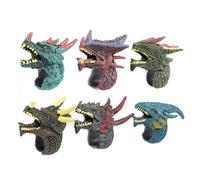 6 Pcs Funny Finger Puppet Animal Rings Interactive Toy Simulated Dinosaur Wildlife Open Rings Flexible Finger Parent Child Interaction