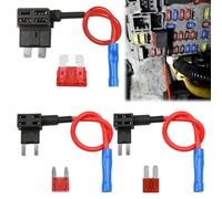 6 Pcs Fuse Tap Set, 3 Types Piggy Back Fuse Connectors 12v, Small Mini Adding a Circuit Adapter with 10A Mini Blade Fuses, Piggy Back Blade Fuses Holder for Trucks Cars Boats (Medium Small Micro)