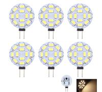 6 PCS G4 LED Bulbs, 12V G4 LED Bulb 3W, Equivalent to 20-30W Halogen, GU4/GZ4 Bi-Pin Base, AC/DC 12V, 3000K Warm White, 180° Wide Angle, Dimmable LED Bulbs for RV, Camper, Boat, Cabinet Lighting