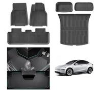 [6 PCS] GAFAT Tesla Model Y Juniper/Premium 2025 2026 Floor Mats + Boot Mats Full Set, UK RHD Model Y Car Mat TPE Interior All-Weather, Easy to Clean, High Edge 3D-Scan OEM Original (NOT Stαndαrd)